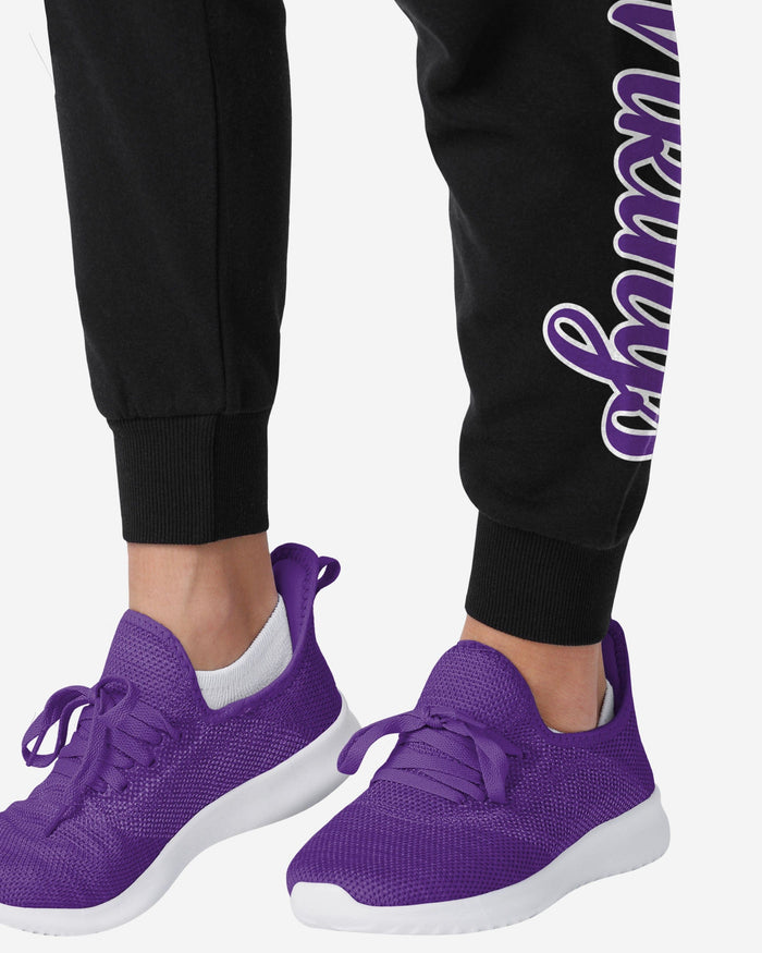 Minnesota Vikings Womens Script Wordmark Black Joggers FOCO - FOCO.com