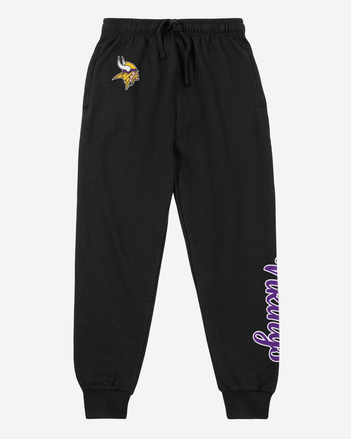 Minnesota Vikings Womens Script Wordmark Black Joggers FOCO - FOCO.com