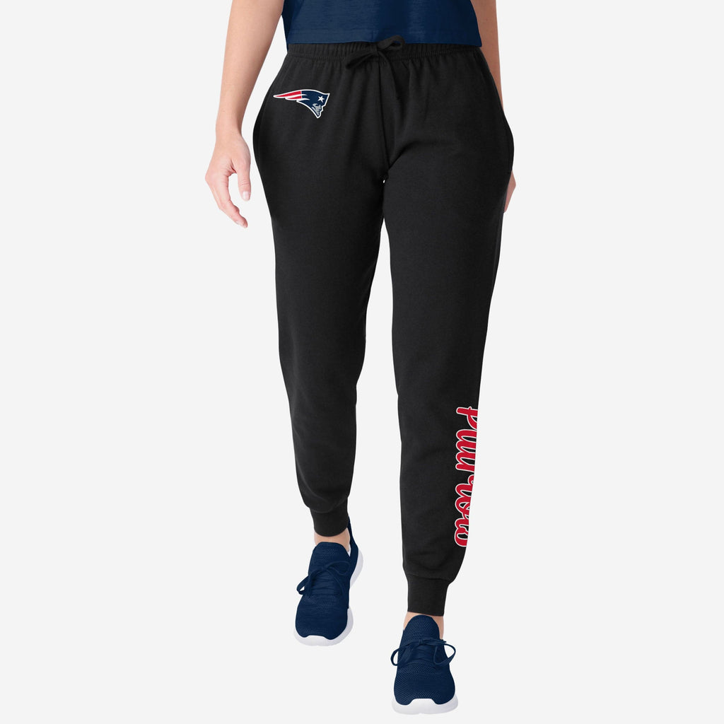 New England Patriots Womens Script Wordmark Black Joggers FOCO S - FOCO.com