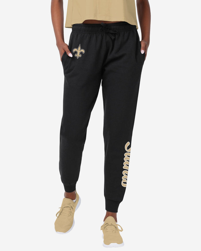 New Orleans Saints Womens Script Wordmark Black Joggers FOCO S - FOCO.com