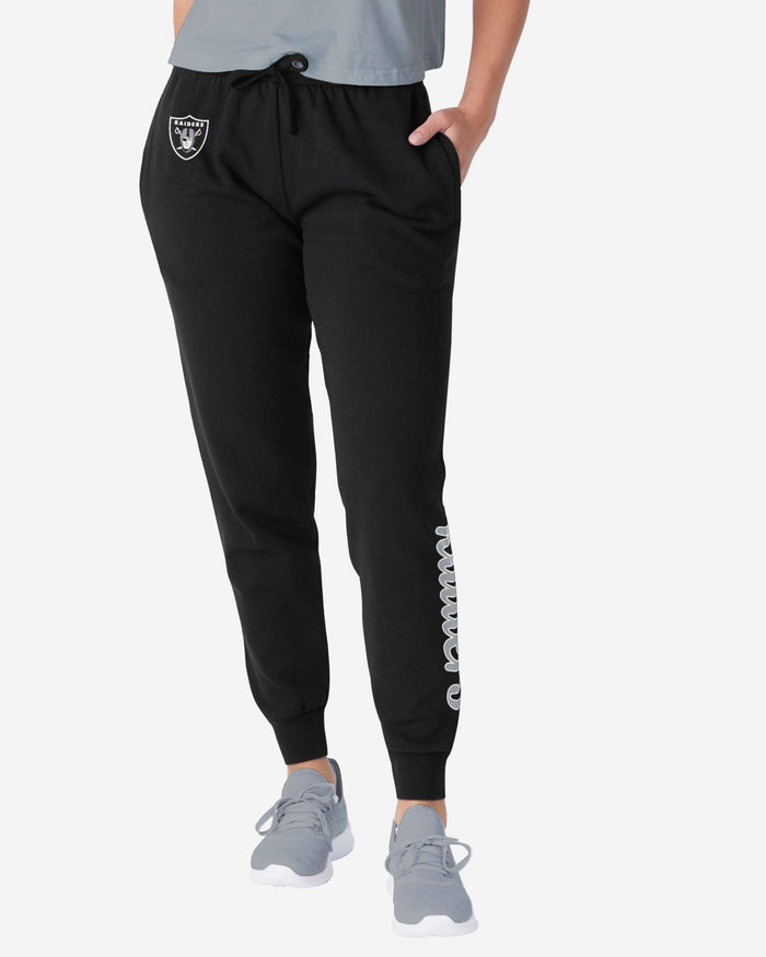 Las Vegas Raiders Womens Script Wordmark Black Joggers FOCO S - FOCO.com