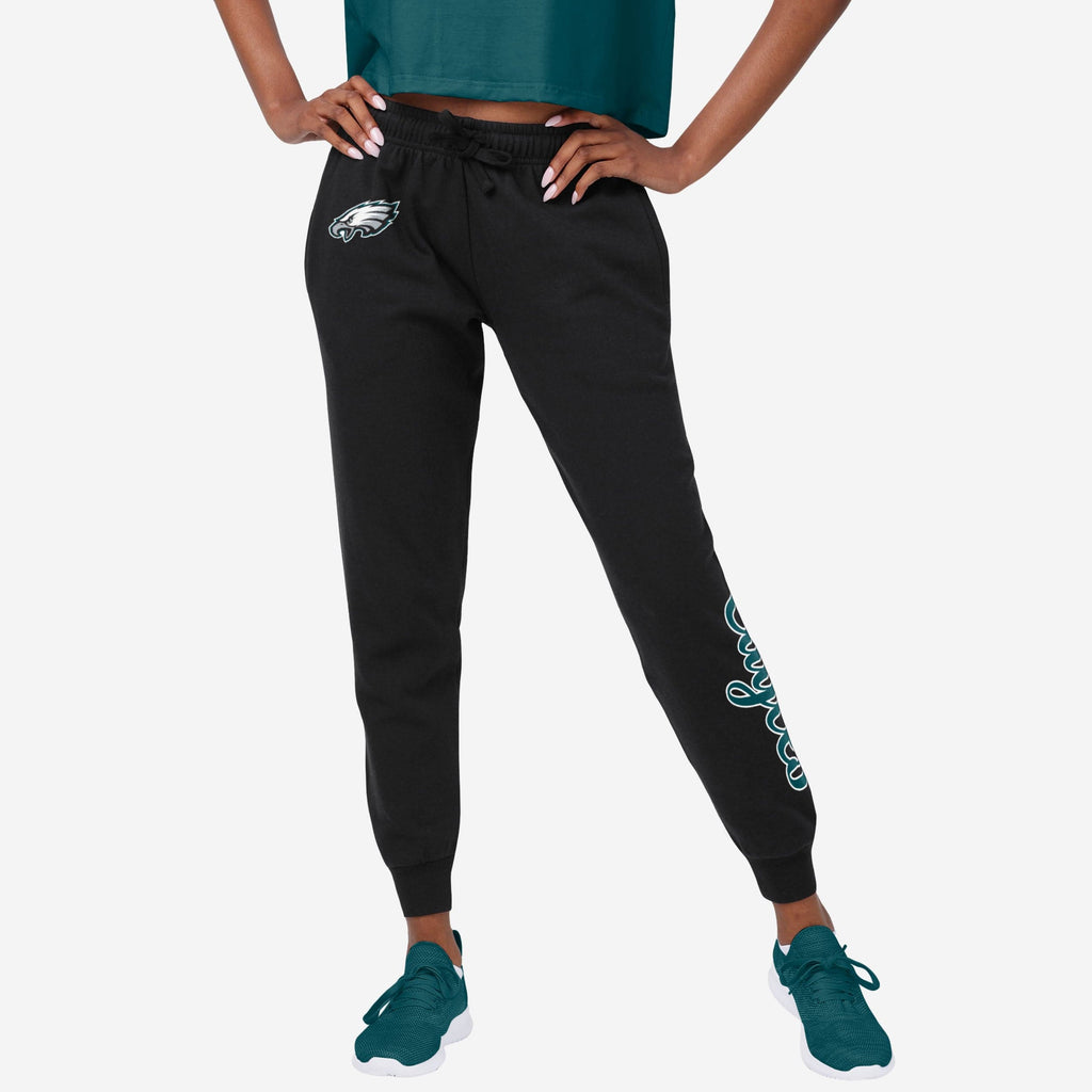 Philadelphia Eagles Womens Script Wordmark Black Joggers FOCO S - FOCO.com