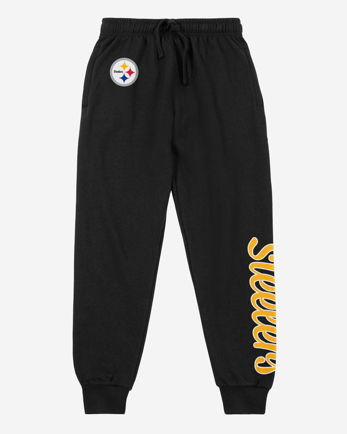 Pittsburgh Steelers Womens Script Wordmark Black Joggers FOCO - FOCO.com