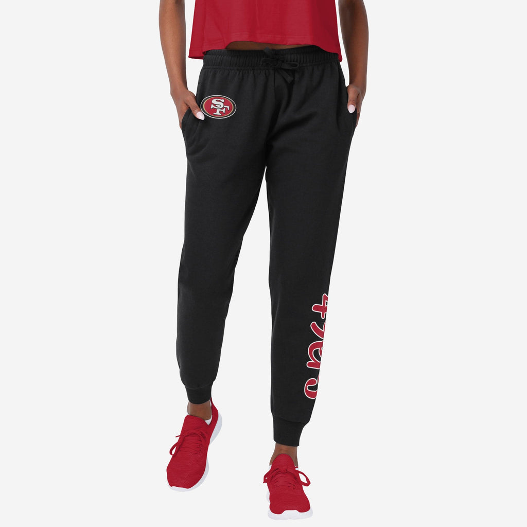 San Francisco 49ers Womens Script Wordmark Black Joggers FOCO S - FOCO.com