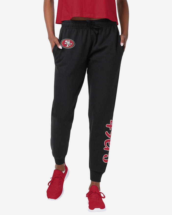 San Francisco 49ers Womens Script Wordmark Black Joggers FOCO S - FOCO.com