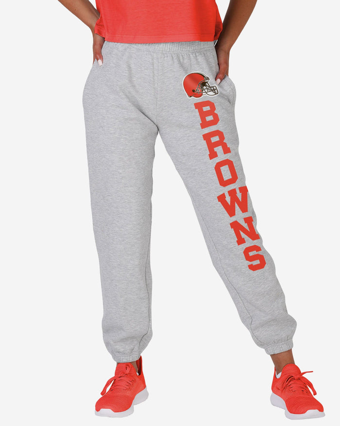 Cleveland Browns Womens Big Wordmark Gray Sweatpants FOCO - FOCO.com