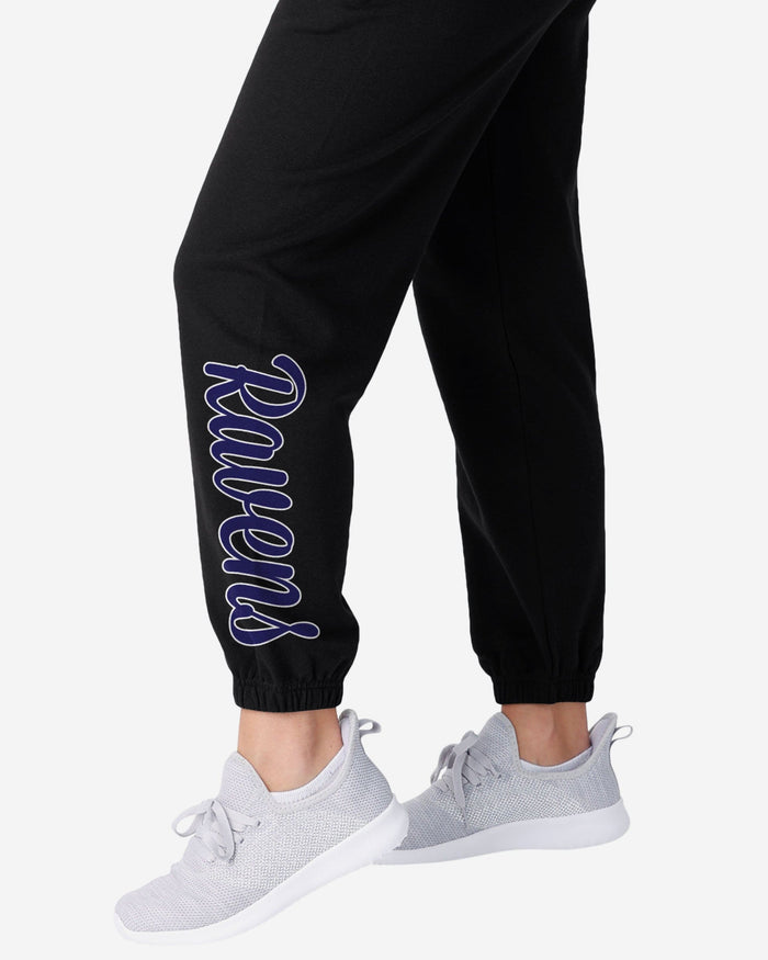 Baltimore Ravens Womens Script Wordmark Team Color Sweatpants FOCO - FOCO.com