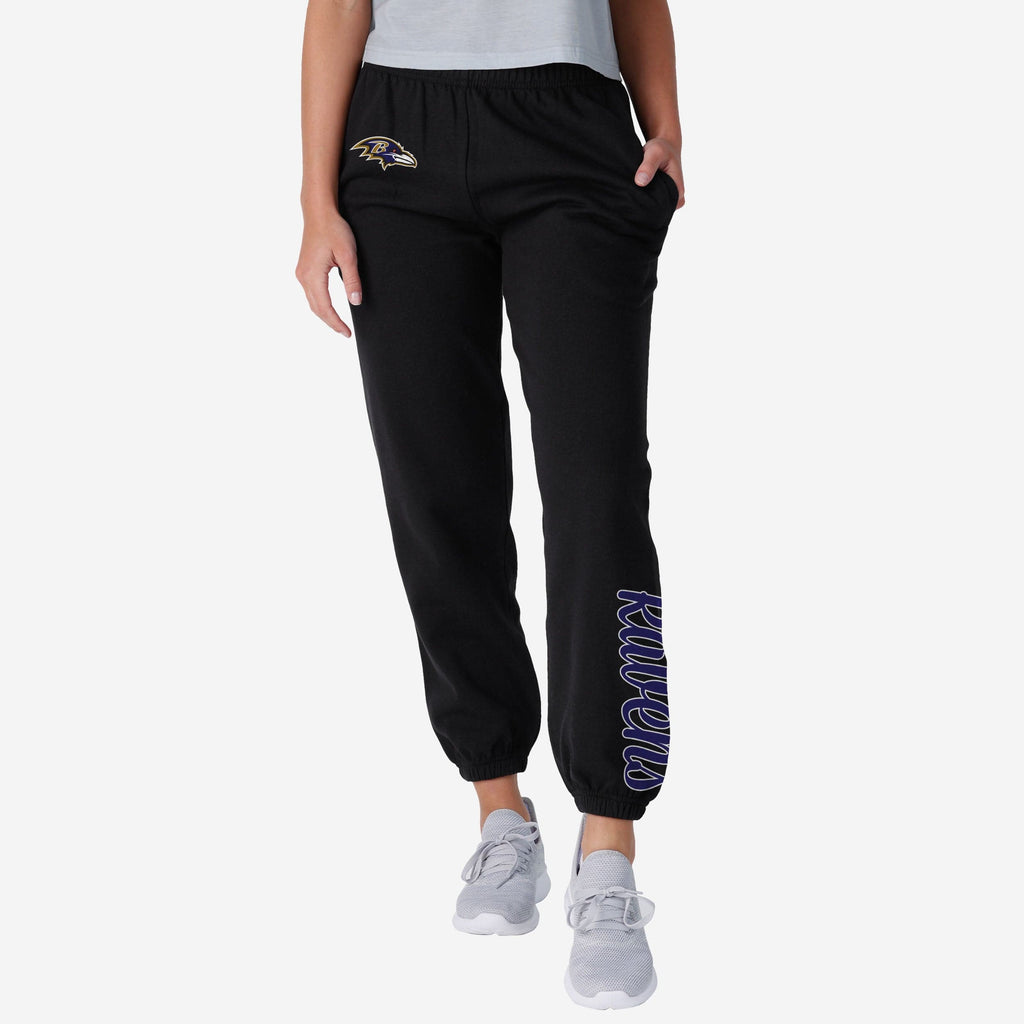 Baltimore Ravens Womens Script Wordmark Team Color Sweatpants FOCO S - FOCO.com