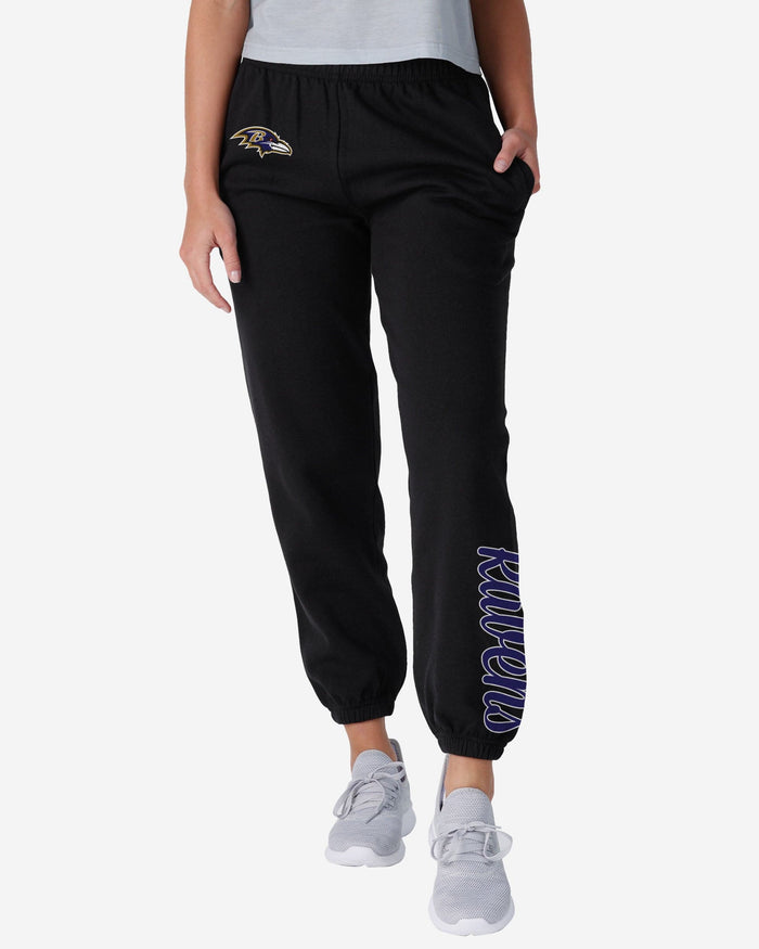 Baltimore Ravens Womens Script Wordmark Team Color Sweatpants FOCO S - FOCO.com