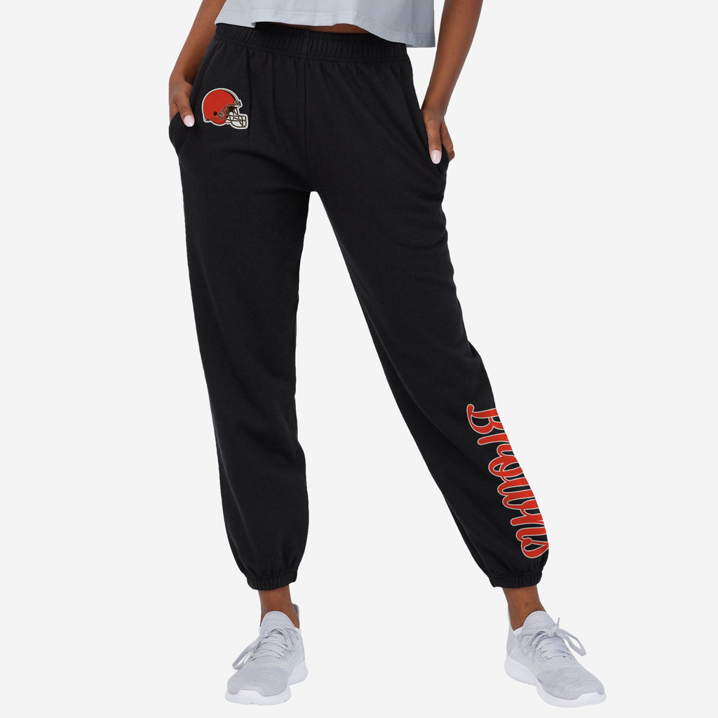 Cleveland Browns Womens Script Wordmark Team Color Sweatpants FOCO S - FOCO.com