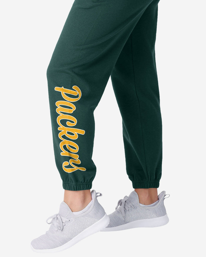 Green Bay Packers Womens Script Wordmark Team Color Sweatpants FOCO - FOCO.com