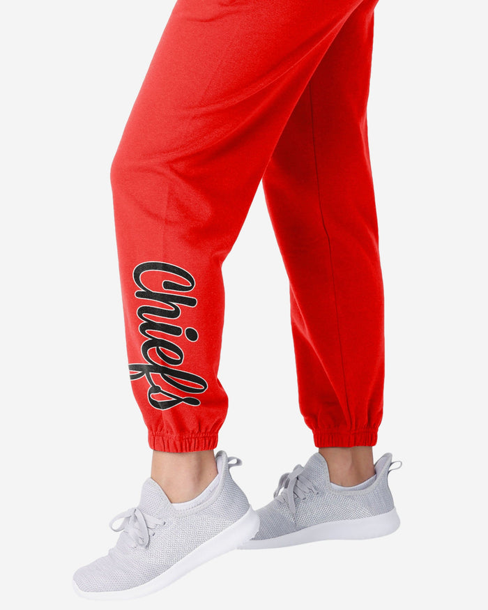 Kansas City Chiefs Womens Script Wordmark Team Color Sweatpants FOCO - FOCO.com