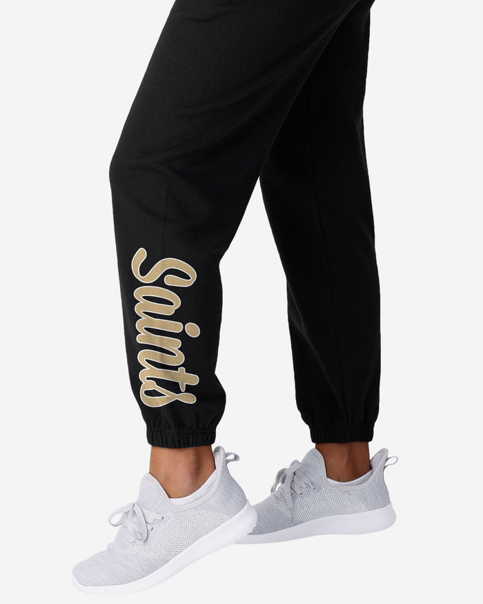 New Orleans Saints Womens Script Wordmark Team Color Sweatpants FOCO - FOCO.com