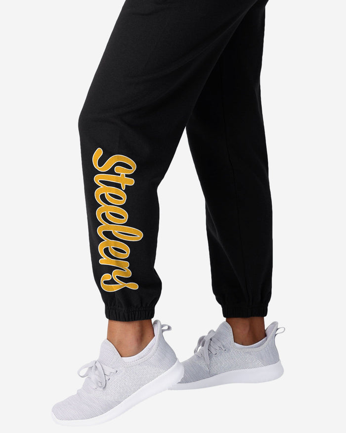 Pittsburgh Steelers Womens Script Wordmark Team Color Sweatpants FOCO - FOCO.com