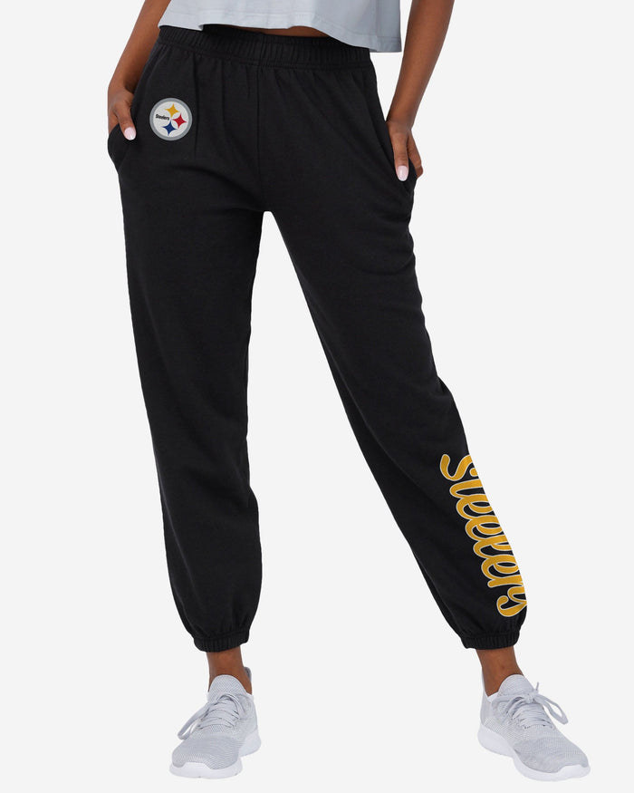 Pittsburgh Steelers Womens Script Wordmark Team Color Sweatpants FOCO S - FOCO.com