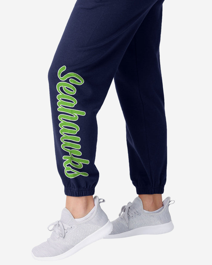 Seattle Seahawks Womens Script Wordmark Team Color Sweatpants FOCO - FOCO.com