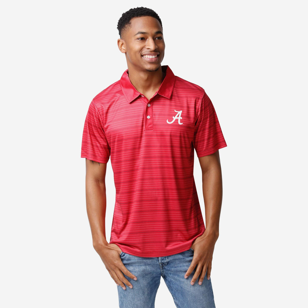 Alabama Crimson Tide Striped Polyester Polo FOCO S - FOCO.com