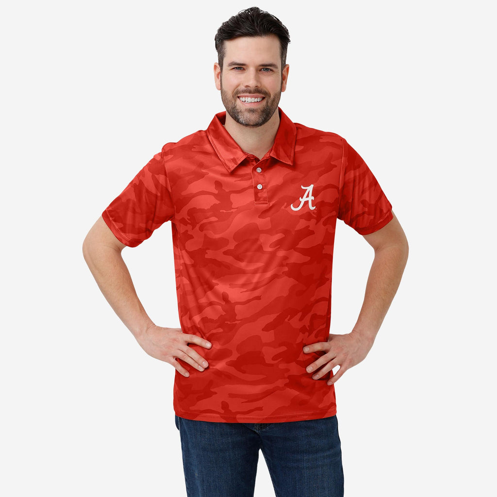 Alabama Crimson Tide Color Camo Polyester Polo FOCO S - FOCO.com