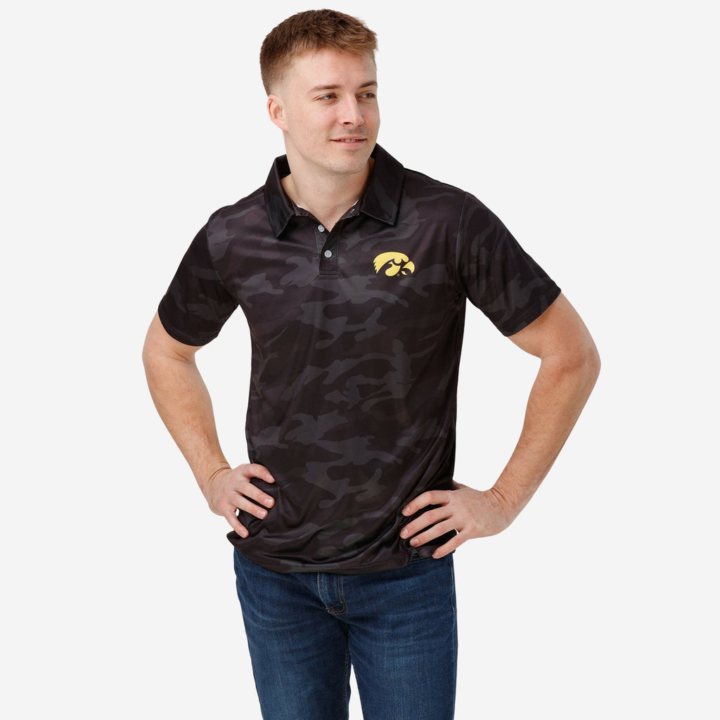 Iowa Hawkeyes Color Camo Polyester Polo FOCO S - FOCO.com