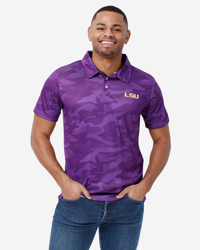 LSU Tigers Color Camo Polyester Polo FOCO S - FOCO.com