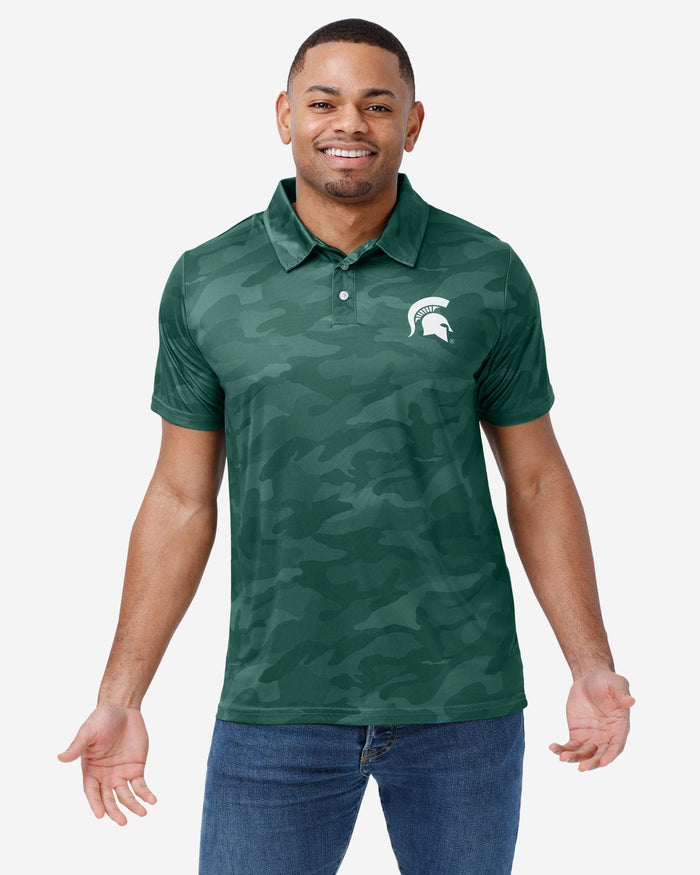 Michigan State Spartans Color Camo Polyester Polo FOCO S - FOCO.com