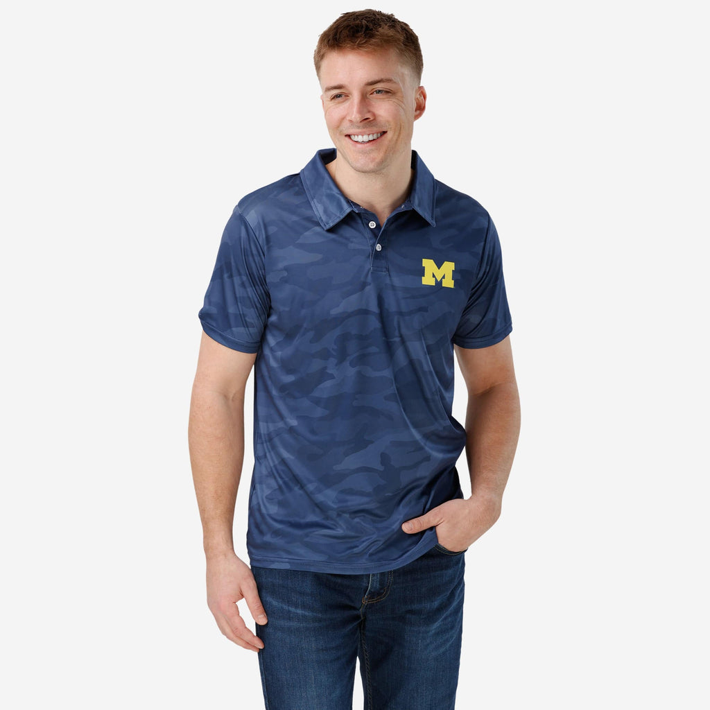 Michigan Wolverines Color Camo Polyester Polo FOCO S - FOCO.com