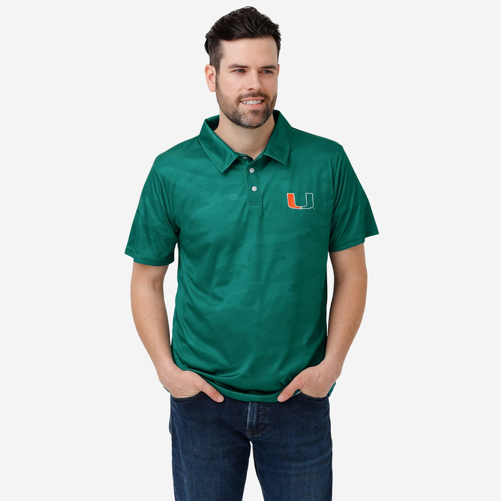 Miami Hurricanes Color Camo Polyester Polo FOCO S - FOCO.com