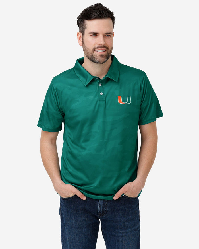 Miami Hurricanes Color Camo Polyester Polo FOCO S - FOCO.com