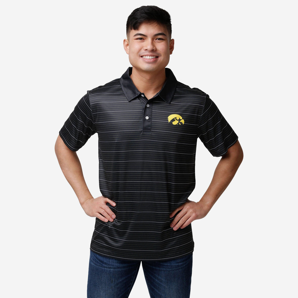 Iowa Hawkeyes Striped Polyester Polo FOCO S - FOCO.com