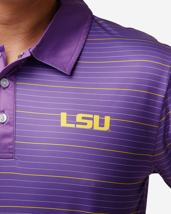 LSU Tigers Striped Polyester Polo FOCO - FOCO.com