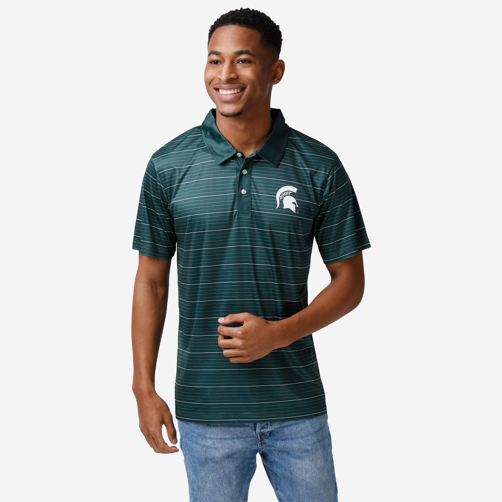 Michigan State Spartans Striped Polyester Polo FOCO S - FOCO.com