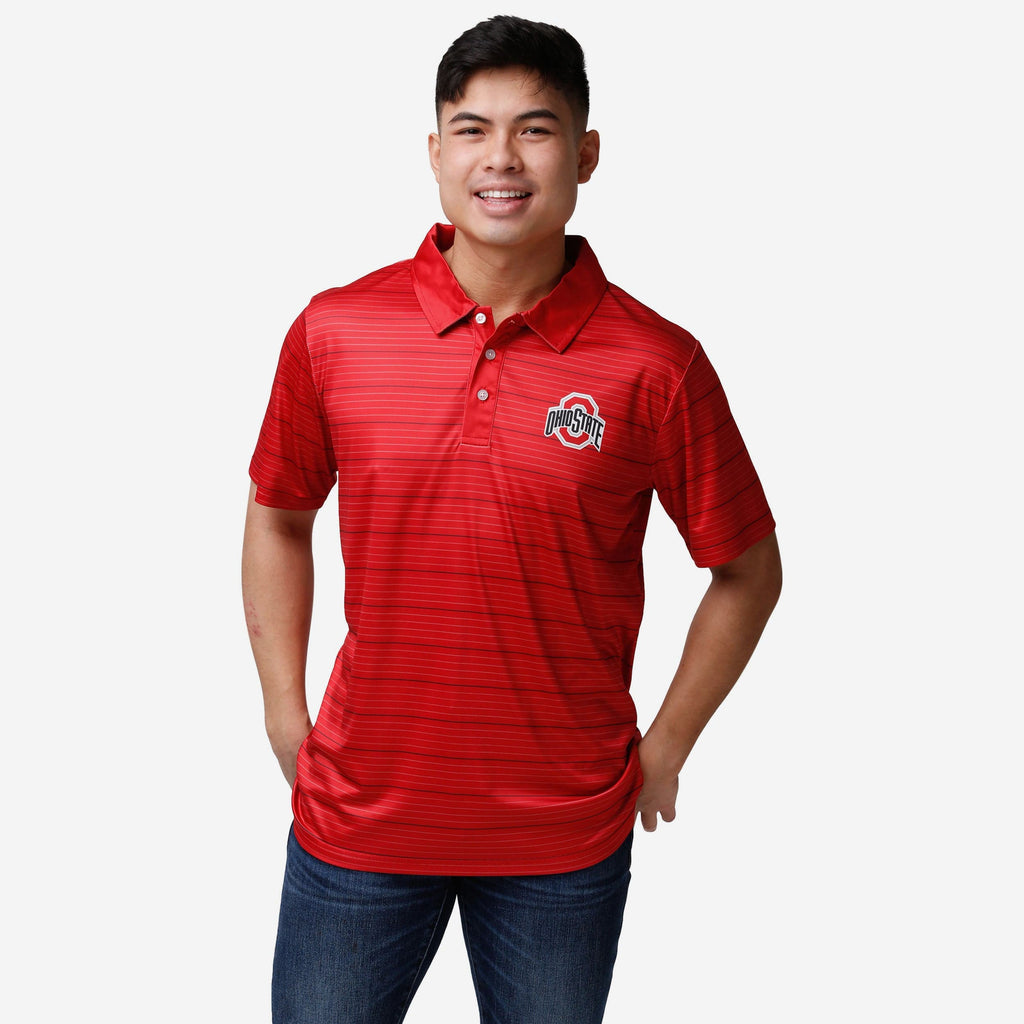 Ohio State Buckeyes Striped Polyester Polo FOCO S - FOCO.com