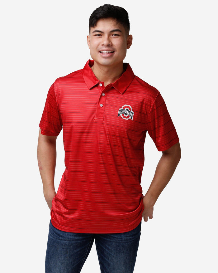 Ohio State Buckeyes Striped Polyester Polo FOCO S - FOCO.com