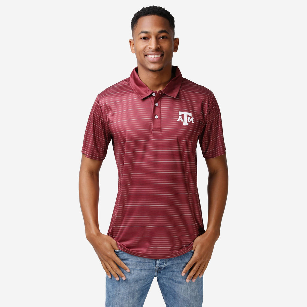 Texas A&M Aggies Striped Polyester Polo FOCO S - FOCO.com