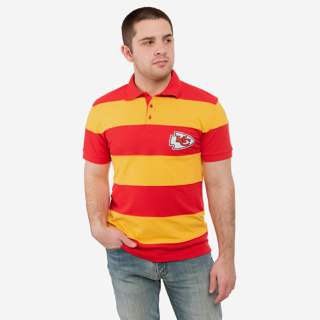 Kansas City Chiefs Rugby Stripe Polo FOCO S - FOCO.com