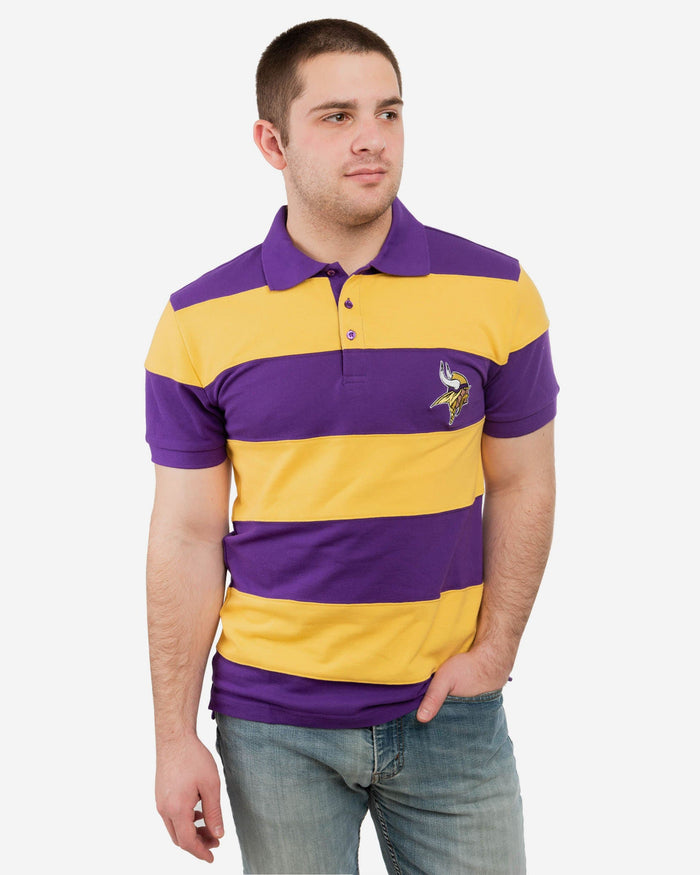 Minnesota Vikings Rugby Stripe Polo FOCO S - FOCO.com