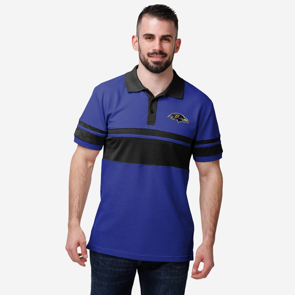 Baltimore Ravens Cotton Stripe Polo FOCO M - FOCO.com