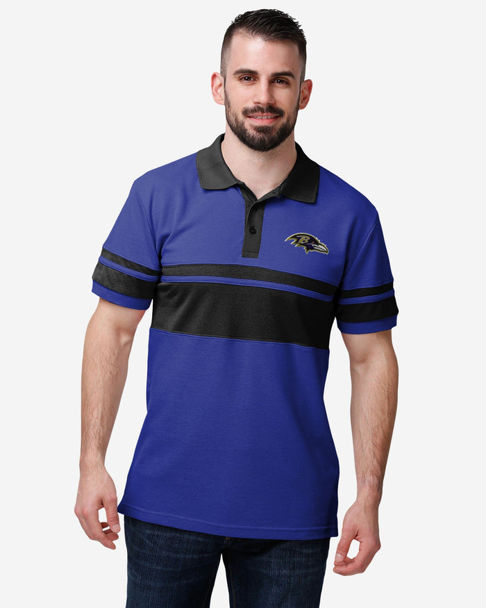 Baltimore Ravens Cotton Stripe Polo FOCO M - FOCO.com