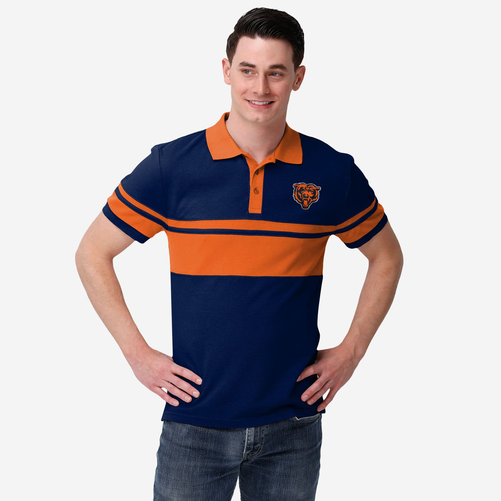 Chicago Bears Cotton Stripe Polo FOCO M - FOCO.com