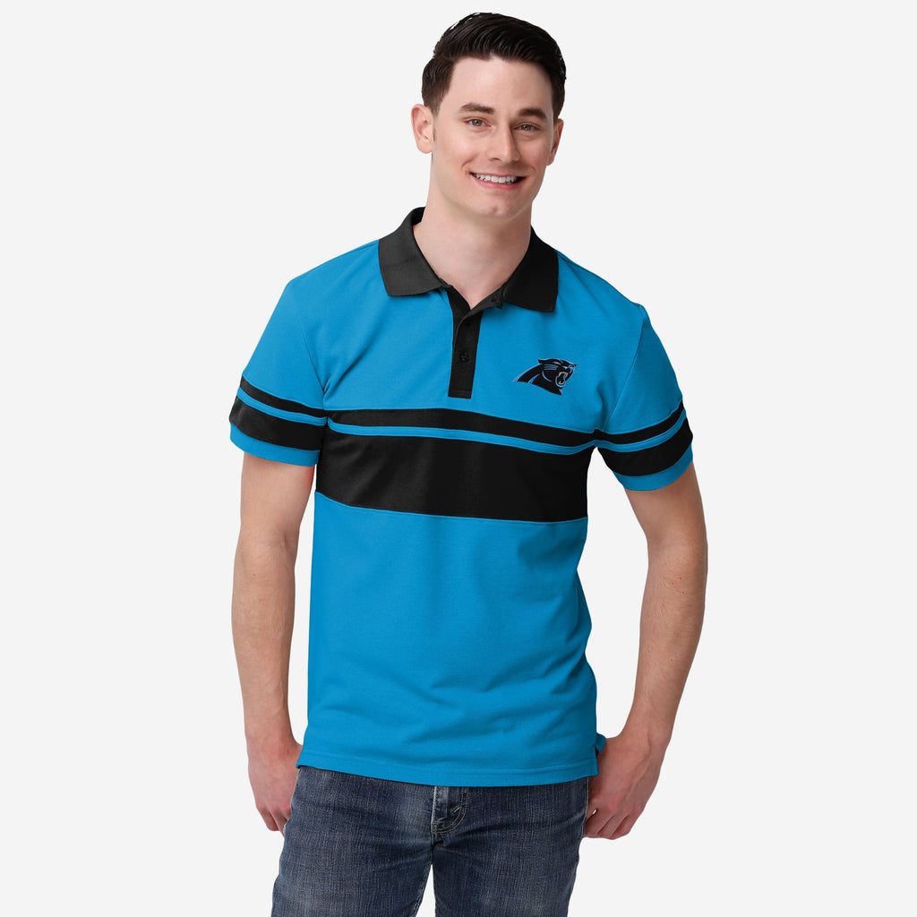 Carolina Panthers Cotton Stripe Polo FOCO M - FOCO.com