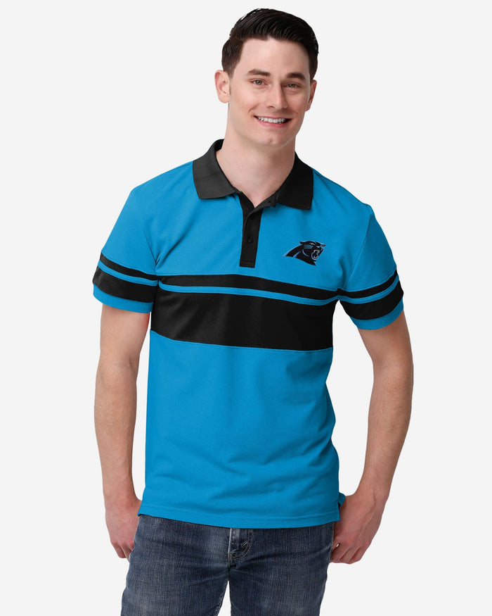 Carolina Panthers Cotton Stripe Polo FOCO M - FOCO.com