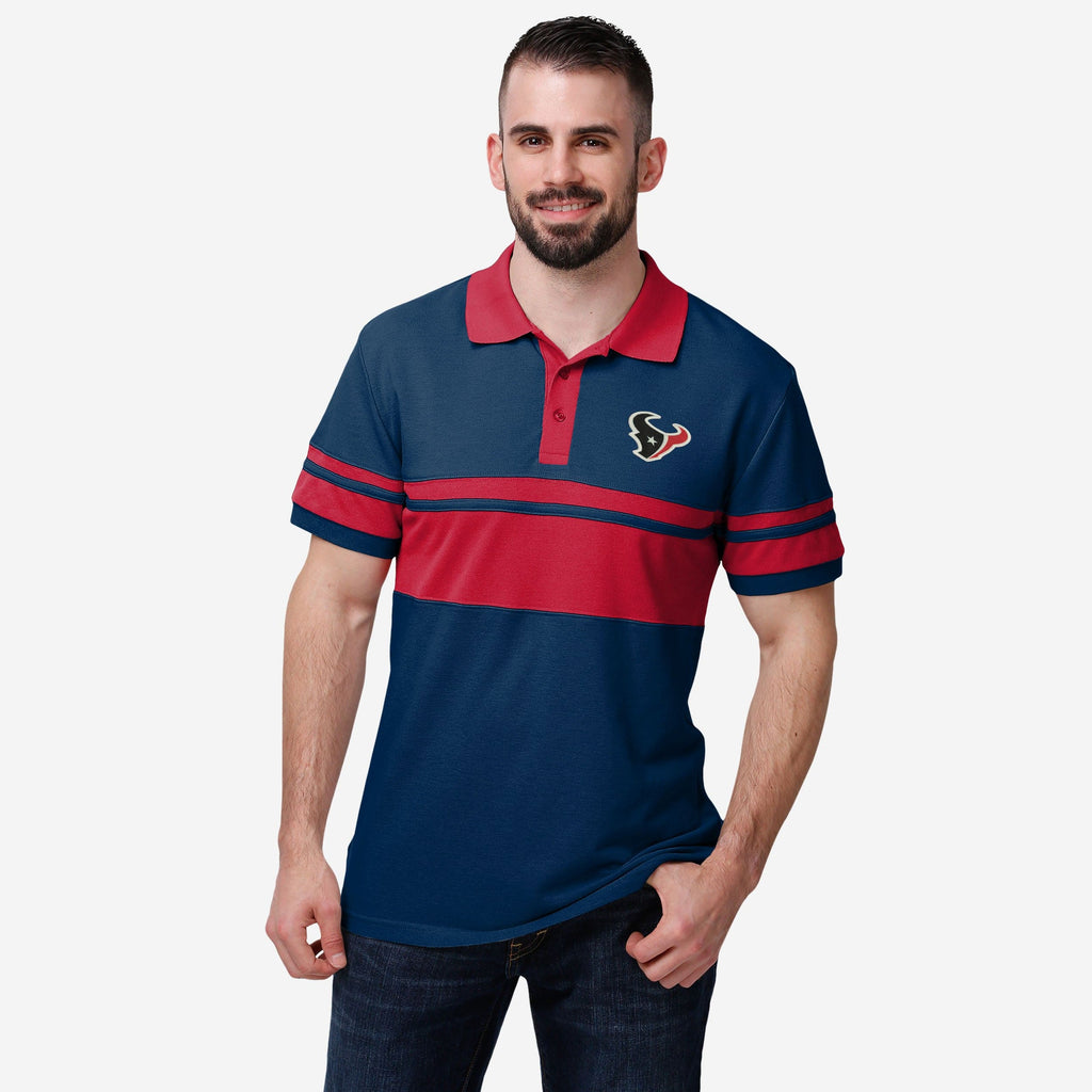 Houston Texans Cotton Stripe Polo FOCO M - FOCO.com