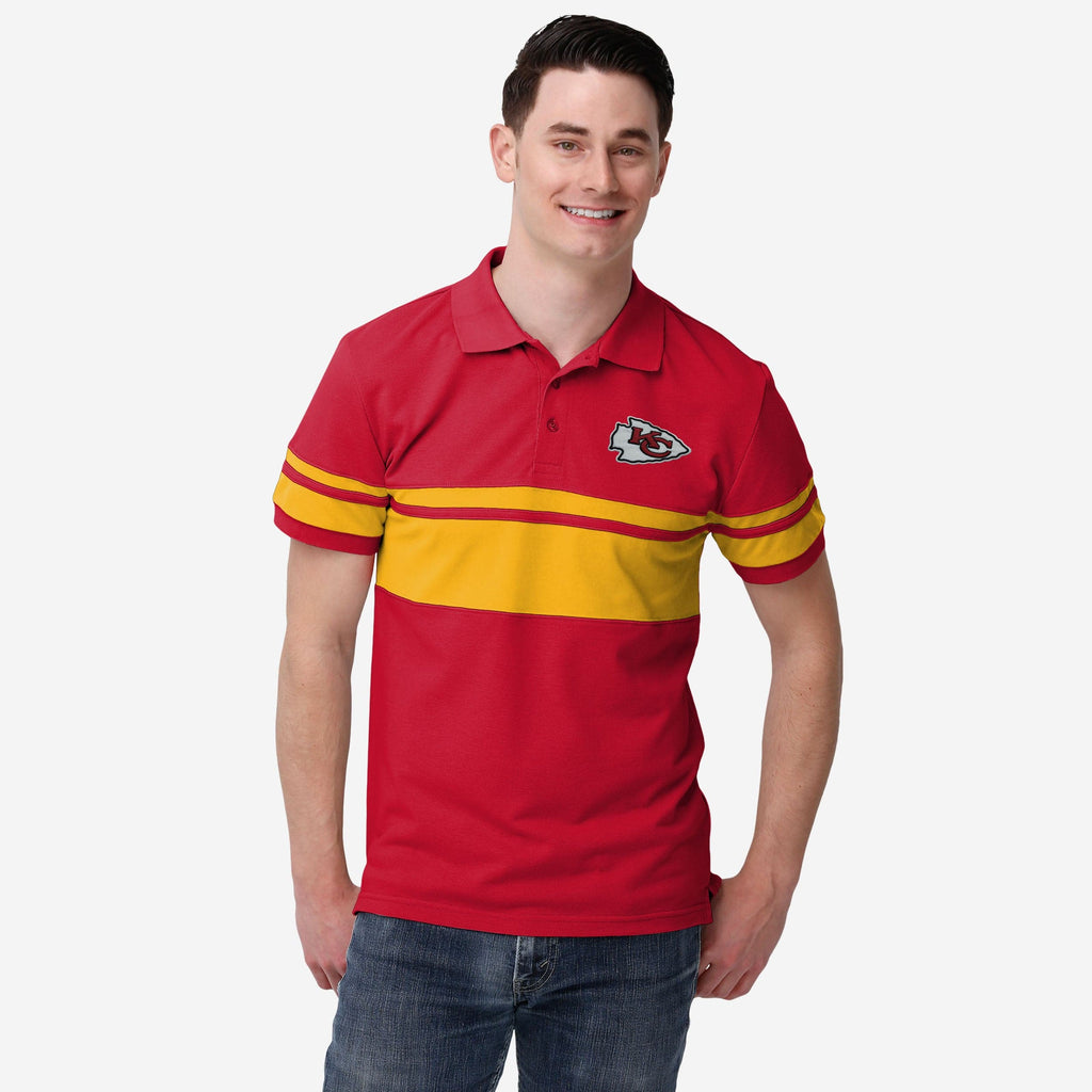 Kansas City Chiefs Cotton Stripe Polo FOCO S - FOCO.com