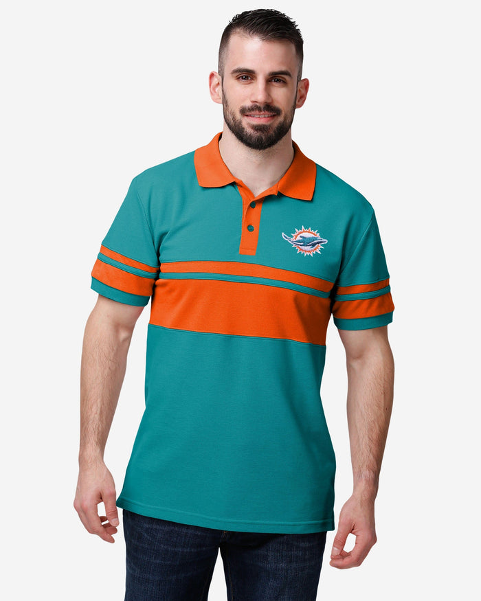 Miami Dolphins Cotton Stripe Polo FOCO S - FOCO.com