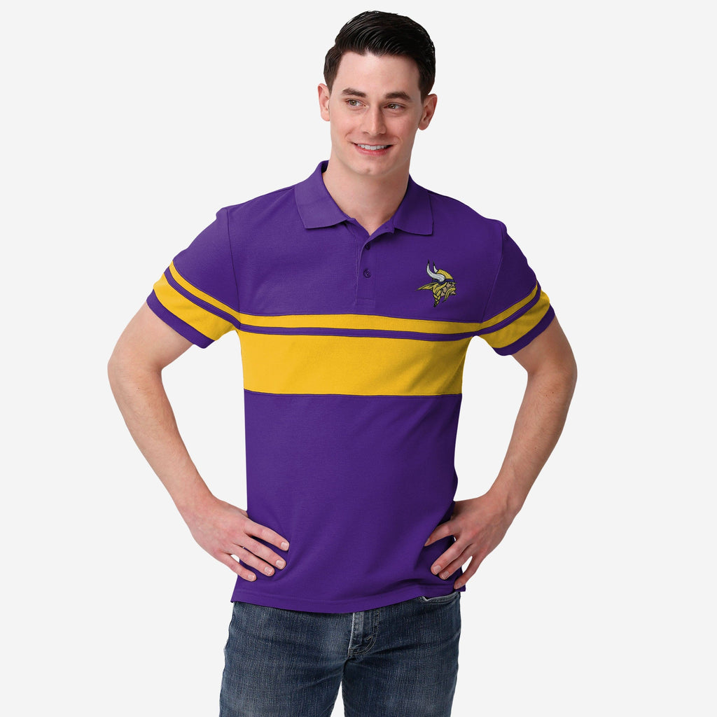 Minnesota Vikings Cotton Stripe Polo FOCO M - FOCO.com