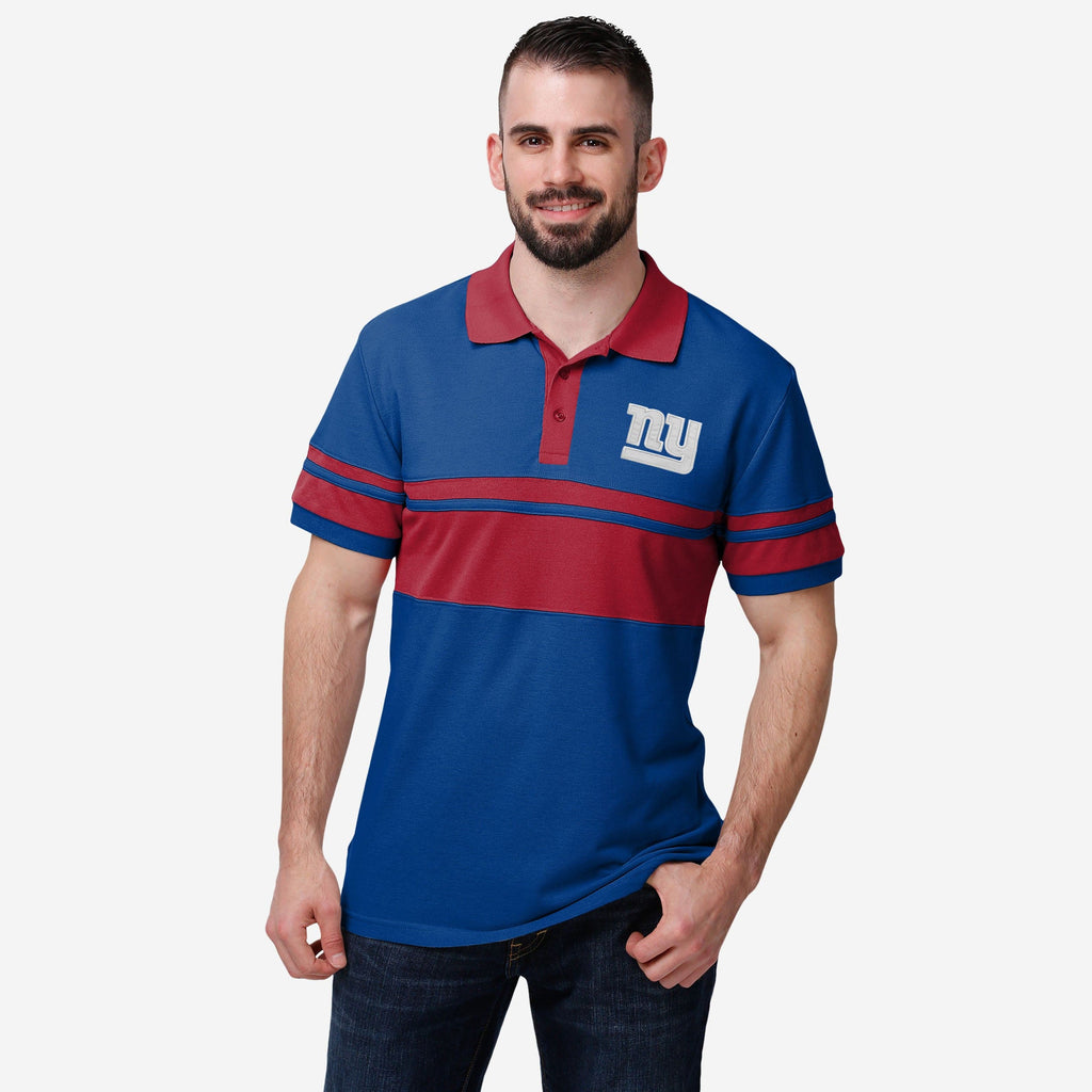 New York Giants Cotton Stripe Polo FOCO M - FOCO.com