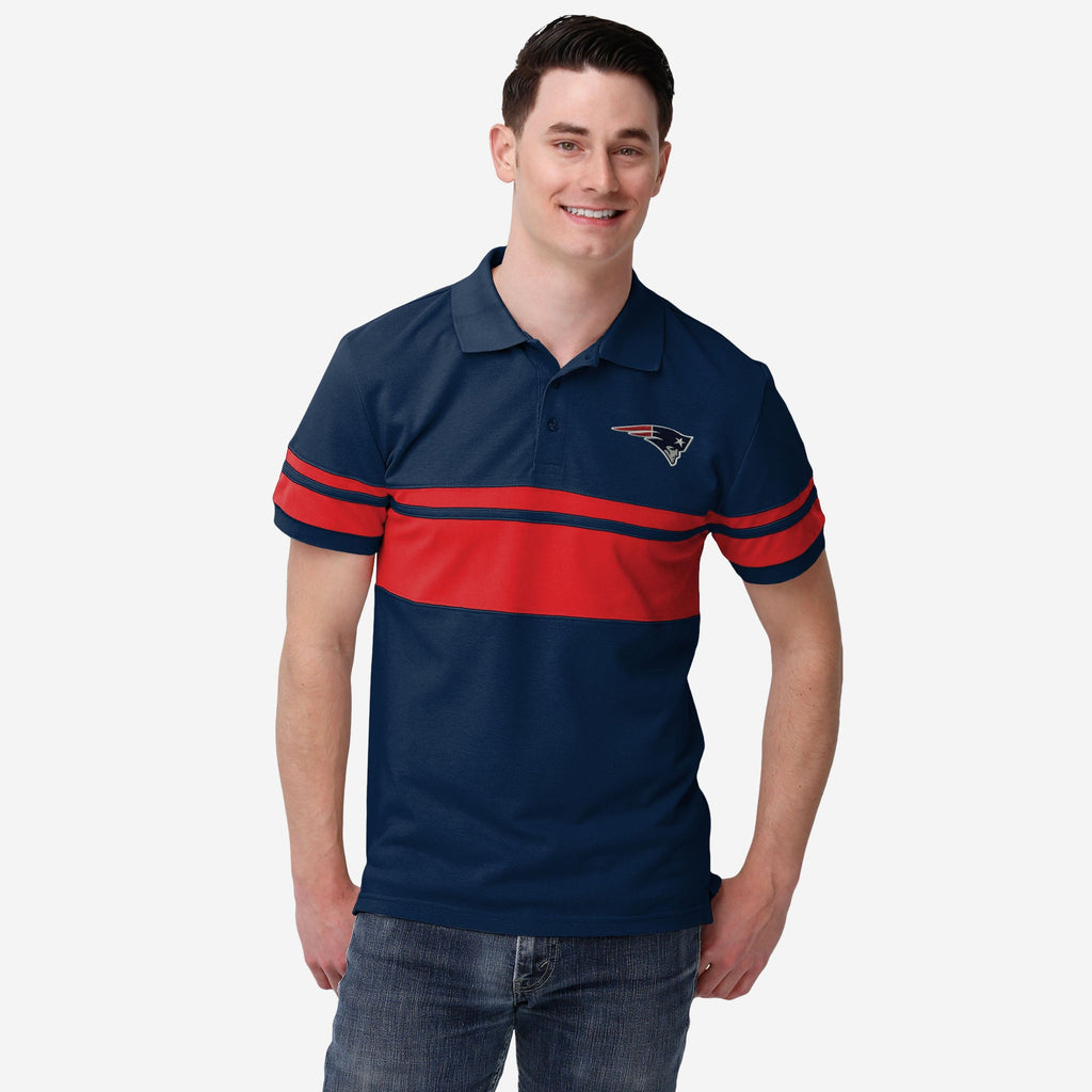 New England Patriots Cotton Stripe Polo FOCO M - FOCO.com