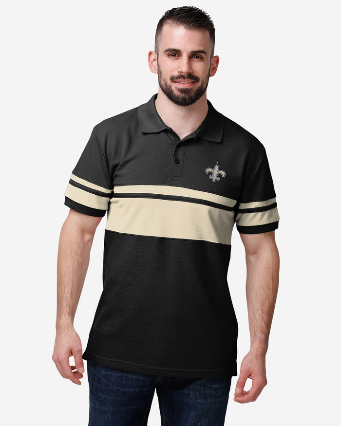 New Orleans Saints Cotton Stripe Polo FOCO S - FOCO.com