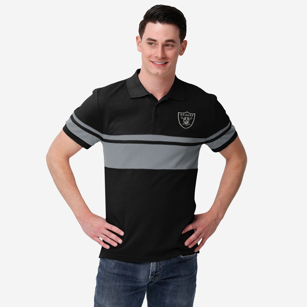 Las Vegas Raiders Cotton Stripe Polo FOCO S - FOCO.com