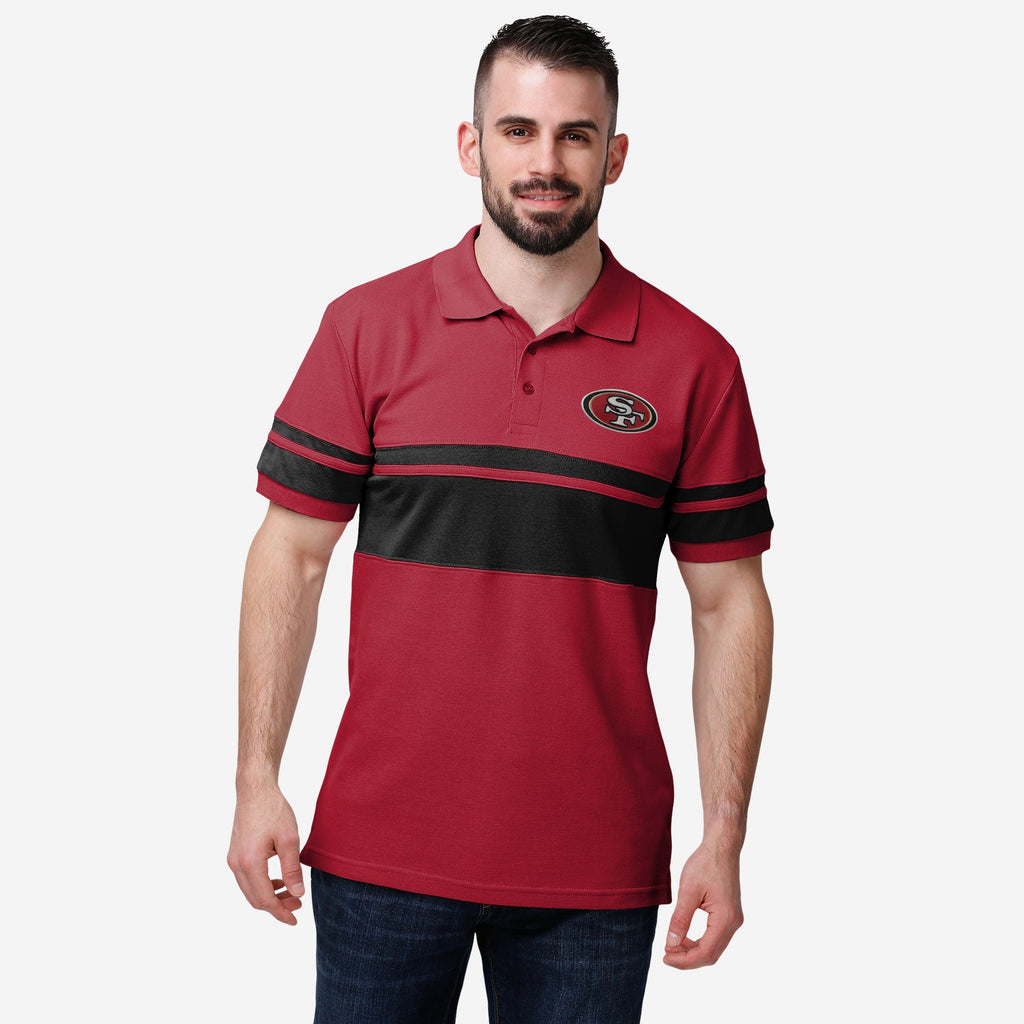 San Francisco 49ers Cotton Stripe Polo FOCO S - FOCO.com